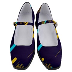 Blue Background Geometric Abstrac Women s Mary Jane Shoes