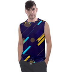 Blue Background Geometric Abstrac Men s Regular Tank Top by nateshop