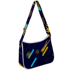 Blue Background Geometric Abstrac Zip Up Shoulder Bag by nateshop