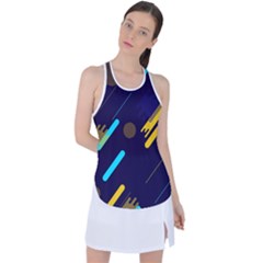 Blue Background Geometric Abstrac Racer Back Mesh Tank Top by nateshop