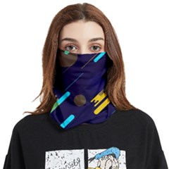 Blue Background Geometric Abstrac Face Covering Bandana (two Sides) by nateshop