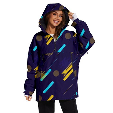 Blue Background Geometric Abstrac Women s Ski And Snowboard Jacket