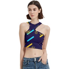 Blue Background Geometric Abstrac Cut Out Top by nateshop