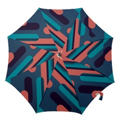 Blue Geometric Background, Abstract Lines Background Hook Handle Umbrellas (medium) by nateshop