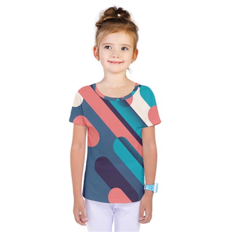 Blue Geometric Background, Abstract Lines Background Kids  One Piece T-shirt by nateshop