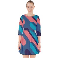 Blue Geometric Background, Abstract Lines Background Smock Dress by nateshop