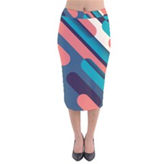 Blue Geometric Background, Abstract Lines Background Velvet Midi Pencil Skirt by nateshop