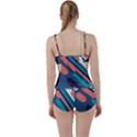 Blue Geometric Background, Abstract Lines Background Boyleg Tankini Set  View2