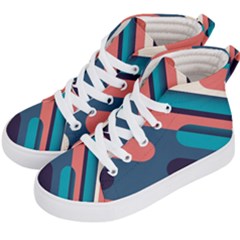 Blue Geometric Background, Abstract Lines Background Kids  Hi-top Skate Sneakers by nateshop