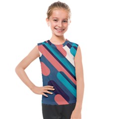 Blue Geometric Background, Abstract Lines Background Kids  Mesh Tank Top by nateshop