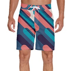 Blue Geometric Background, Abstract Lines Background Men s Beach Shorts by nateshop