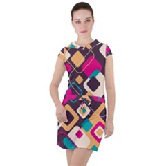 Colorful Abstract Background, Geometric Background Drawstring Hooded Dress by nateshop