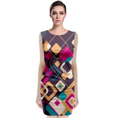 Colorful Abstract Background, Geometric Background Sleeveless Velvet Midi Dress by nateshop