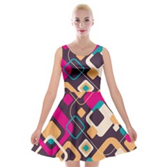 Colorful Abstract Background, Geometric Background Velvet Skater Dress by nateshop