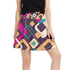 Colorful Abstract Background, Geometric Background Waistband Skirt by nateshop