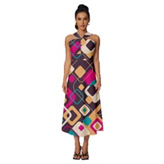 Colorful Abstract Background, Geometric Background Sleeveless Cross Front Cocktail Midi Chiffon Dress by nateshop