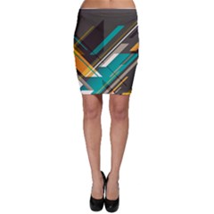 Material Design, Lines, Retro Abstract Art, Geometry Bodycon Skirt