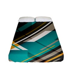 Material Design, Lines, Retro Abstract Art, Geometry Fitted Sheet (full/ Double Size) by nateshop