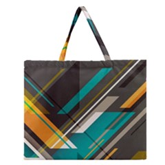 Material Design, Lines, Retro Abstract Art, Geometry Zipper Large Tote Bag by nateshop