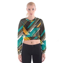 Material Design, Lines, Retro Abstract Art, Geometry Cropped Sweatshirt by nateshop