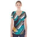 Material Design, Lines, Retro Abstract Art, Geometry Short Sleeve Front Detail Top View1