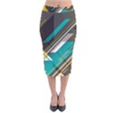 Material Design, Lines, Retro Abstract Art, Geometry Velvet Midi Pencil Skirt View1