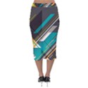 Material Design, Lines, Retro Abstract Art, Geometry Velvet Midi Pencil Skirt View2