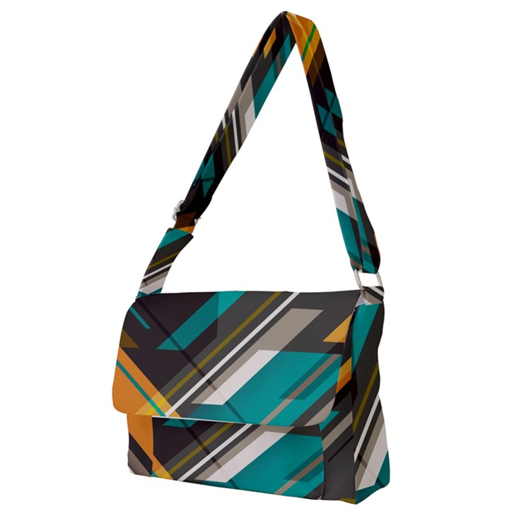 Material Design, Lines, Retro Abstract Art, Geometry Full Print Messenger Bag (S)