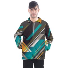 Material Design, Lines, Retro Abstract Art, Geometry Men s Half Zip Pullover