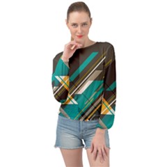 Material Design, Lines, Retro Abstract Art, Geometry Banded Bottom Chiffon Top by nateshop