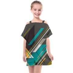 Material Design, Lines, Retro Abstract Art, Geometry Kids  One Piece Chiffon Dress by nateshop