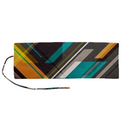 Material Design, Lines, Retro Abstract Art, Geometry Roll Up Canvas Pencil Holder (m) by nateshop