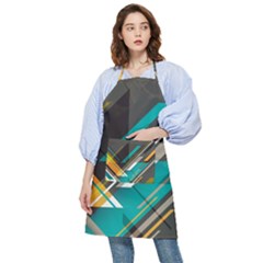 Material Design, Lines, Retro Abstract Art, Geometry Pocket Apron