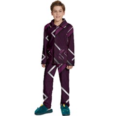 Purple Abstract Background, Luxury Purple Background Kids  Long Sleeve Velvet Pajamas Set by nateshop