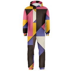 Retro Colorful Background, Geometric Abstraction Hooded Jumpsuit (men) by nateshop