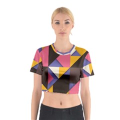 Retro Colorful Background, Geometric Abstraction Cotton Crop Top by nateshop