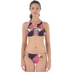 Retro Colorful Background, Geometric Abstraction Perfectly Cut Out Bikini Set by nateshop