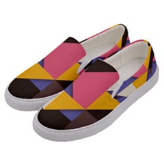 Retro Colorful Background, Geometric Abstraction Men s Canvas Slip Ons by nateshop