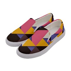 Retro Colorful Background, Geometric Abstraction Women s Canvas Slip Ons by nateshop