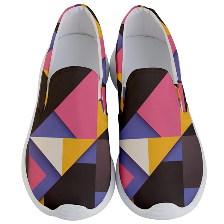 Retro Colorful Background, Geometric Abstraction Men s Lightweight Slip Ons