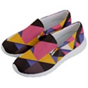 Retro Colorful Background, Geometric Abstraction Men s Lightweight Slip Ons View2