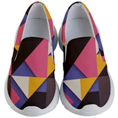 Retro Colorful Background, Geometric Abstraction Kids Lightweight Slip Ons by nateshop