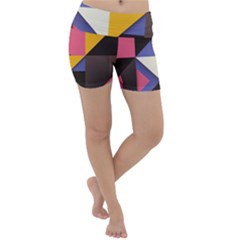 Retro Colorful Background, Geometric Abstraction Lightweight Velour Yoga Shorts by nateshop