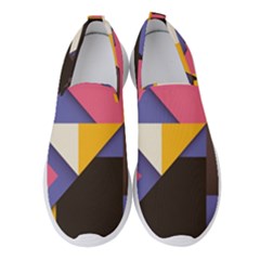 Retro Colorful Background, Geometric Abstraction Women s Slip On Sneakers by nateshop