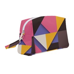 Retro Colorful Background, Geometric Abstraction Wristlet Pouch Bag (medium) by nateshop