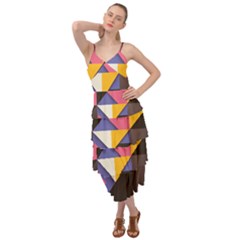 Retro Colorful Background, Geometric Abstraction Layered Bottom Dress by nateshop