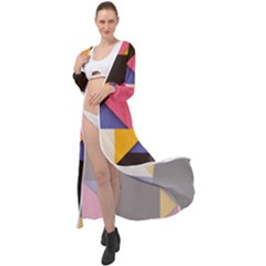 Retro Colorful Background, Geometric Abstraction Maxi Chiffon Beach Wrap by nateshop