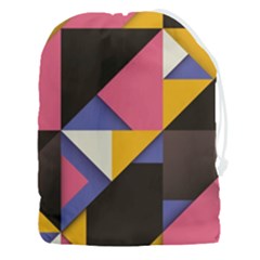 Retro Colorful Background, Geometric Abstraction Drawstring Pouch (3xl) by nateshop