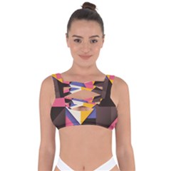 Retro Colorful Background, Geometric Abstraction Bandaged Up Bikini Top by nateshop