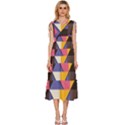 Retro Colorful Background, Geometric Abstraction V-Neck Drawstring Shoulder Sleeveless Maxi Dress View1